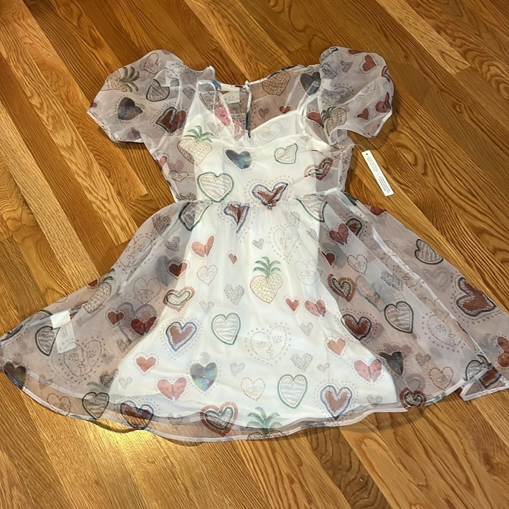 Anthropologie x Farm Rio Semi-Sheer Puff-Sleeve Dress Sz S NWT - Picture 15 of 15